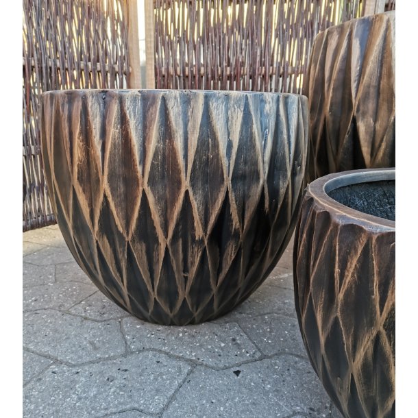 Durban, sort/guld polystone Krukke*