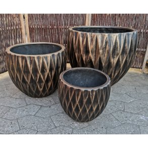 Durban, sort/guld polystone Krukke*