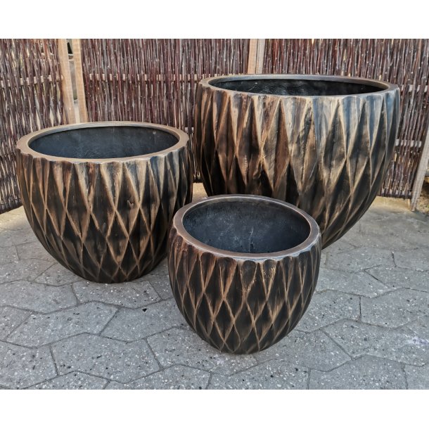 Durban, sort/guld polystone Krukke*