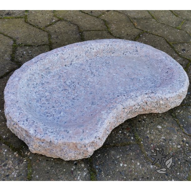 Fuglebad naturform L40, Rosa granit