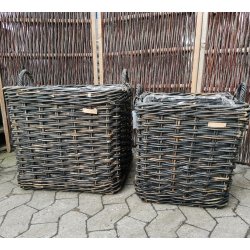 Firkantet Sortbrun rattan kurv