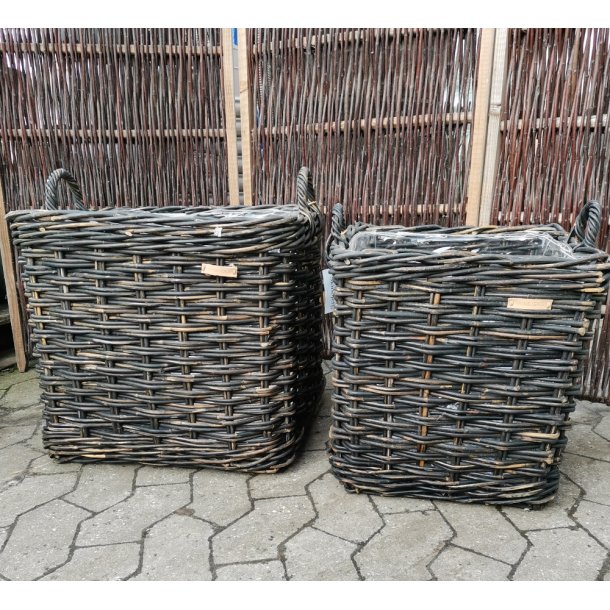 Firkantet Sortbrun rattan kurv