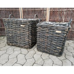 Firkantet Sortbrun rattan kurv