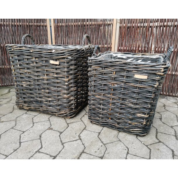 Firkantet Sortbrun rattan kurv