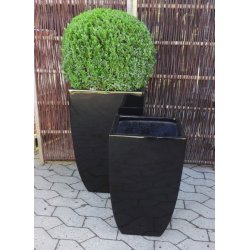 Firkantet blank sort  Polystone Krukke*