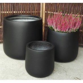 Vulcano krukke, sort polystone*